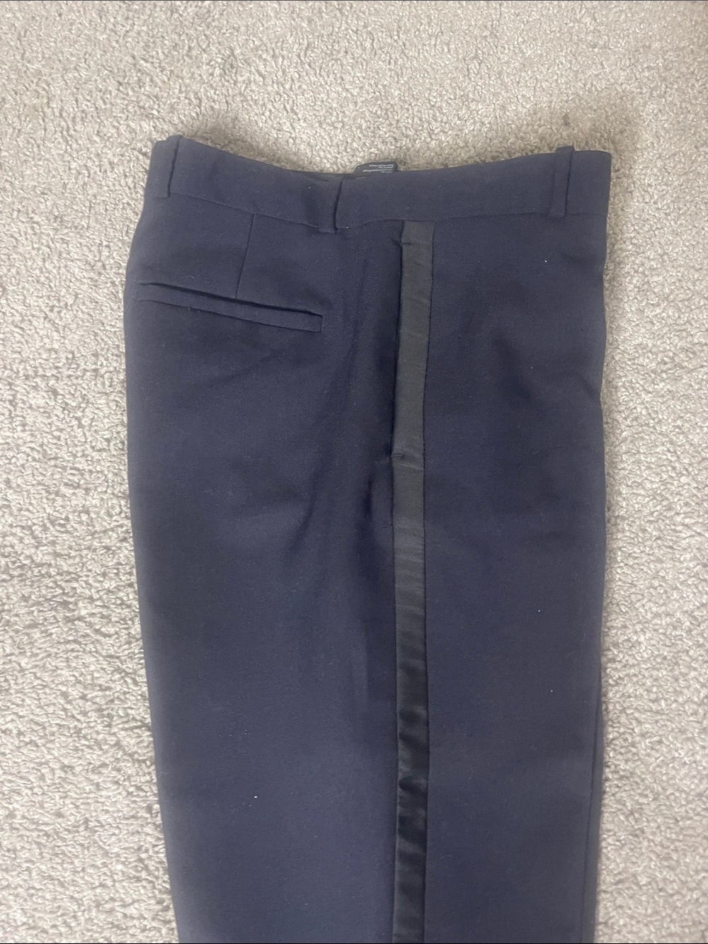 H&M Men's Dark Navy Dress Pants with Black Satin Stripe